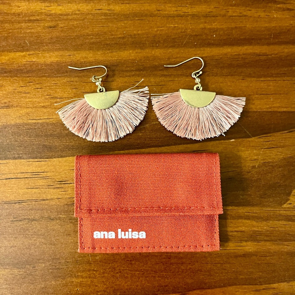 Pink and Gold Dangle Earrings with Jewelry Pouch